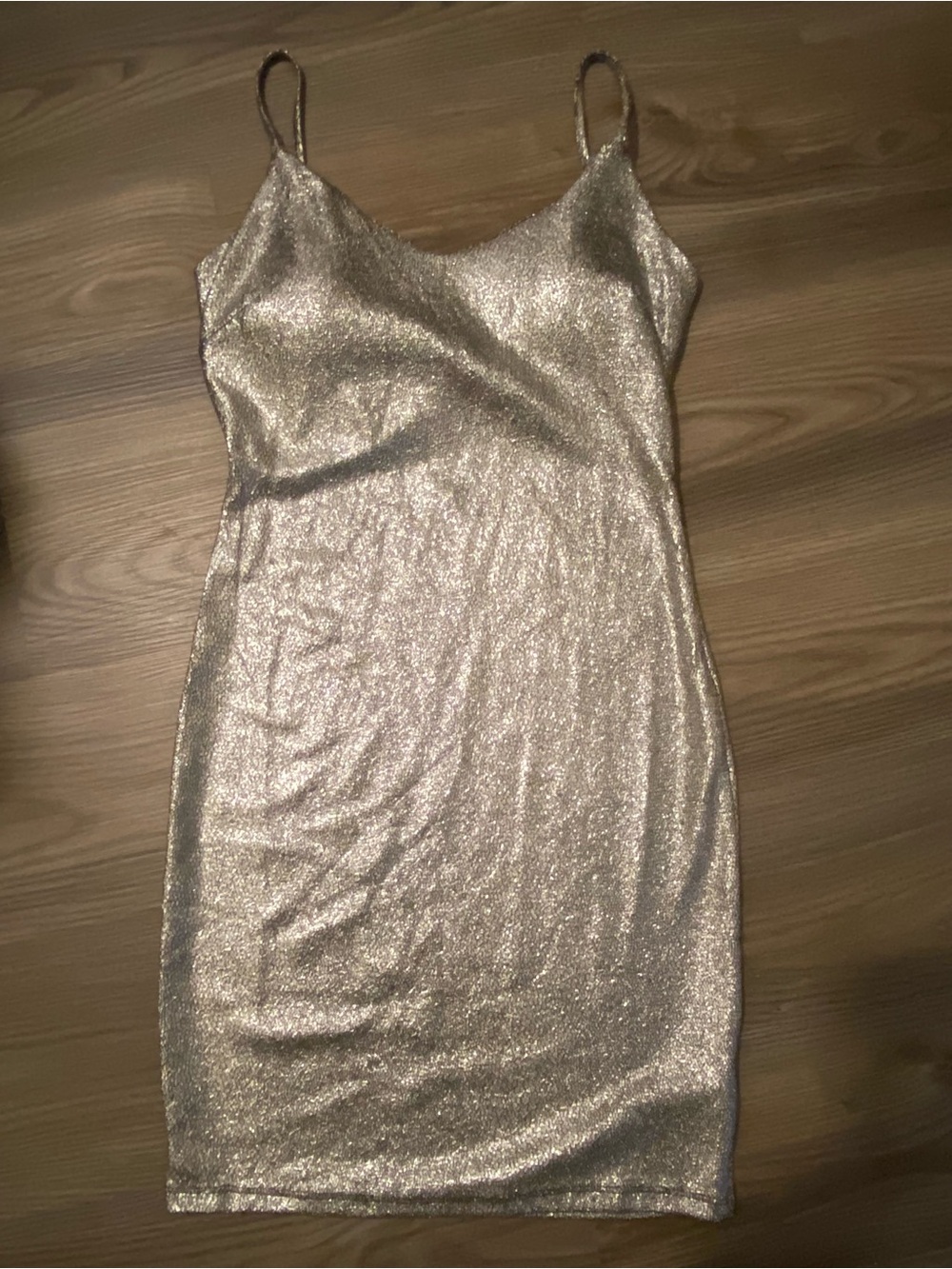 Haute Monde Metallic Silver Mini Slip Dress